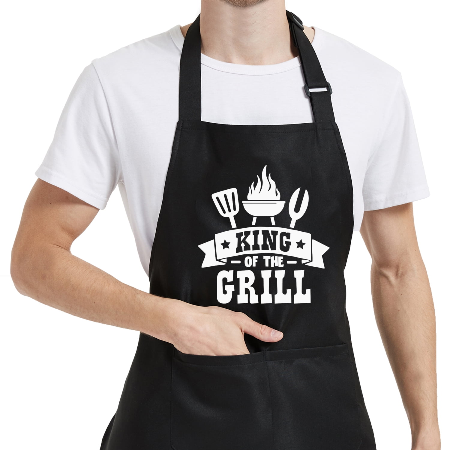 Ougher Cooking Chef Apron for Men, Funny Apron Gifts for Men with 3 Pockets Adjustable Neck Strap Grilling Kitchen BBQ Dad Apron-Birthday Christmas