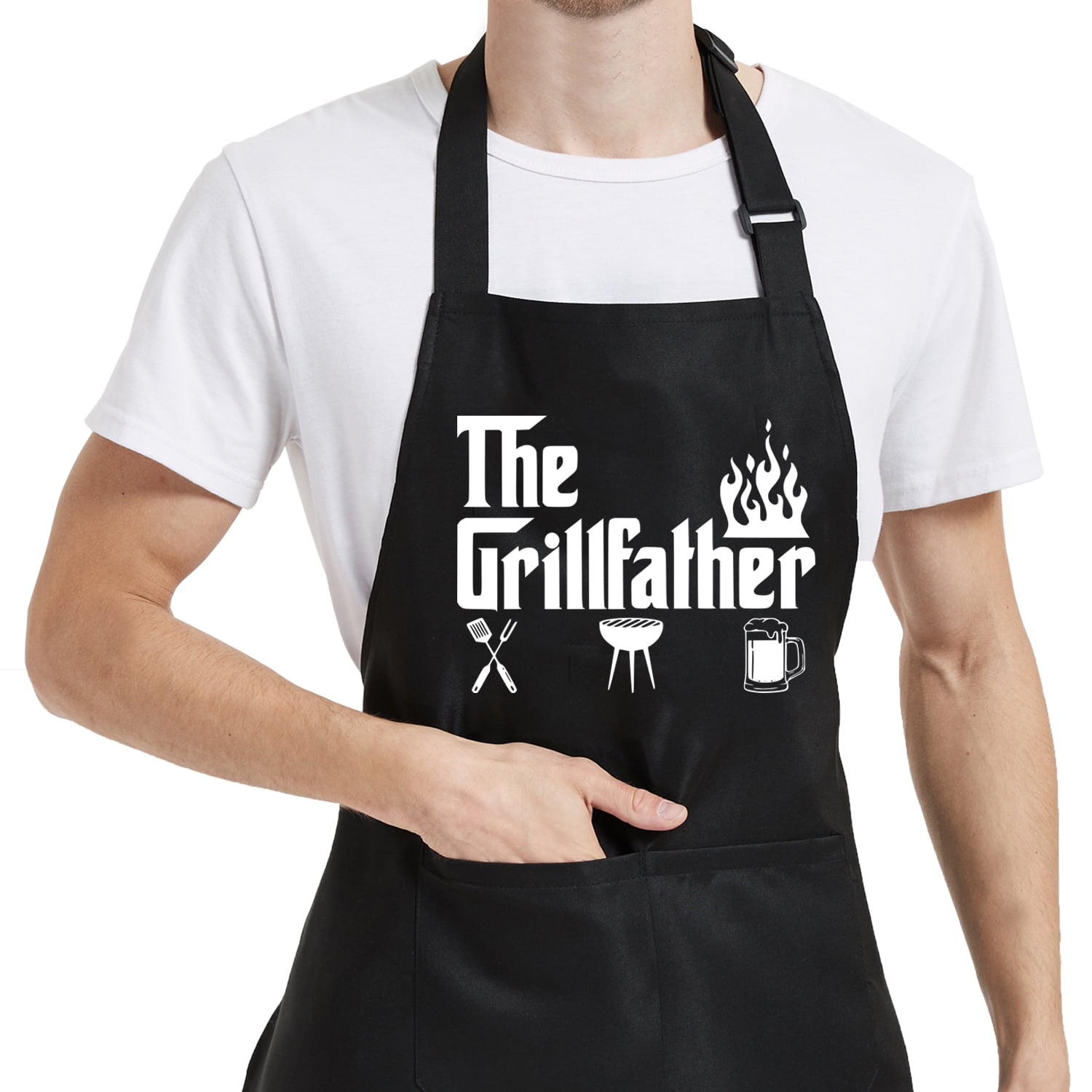 Funny Grilling Aprons for Men with Pockets, The Grillfather Kitchen