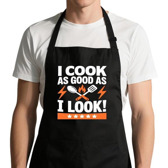 Funny Grilling Aprons for Men with 2 Pockets - Adjustable BBQ Cooking Apron, Dad Gifts for Birthday Father''s Day