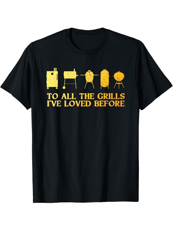 Funny Grilling Art for Men Dad Barbecue Meat Smoking BBQ T-Shirt - Classic End of Summer graphic tee Unisex 100% Cotton Crew Neck T-Shirt Breathable Casual Everyday Wear Affordable Graphic Soft Cheap