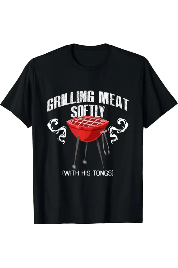Funny Grilling Meat Softly Grill Pun Gift for Dad Graphic Short Sleeve T-Shirt