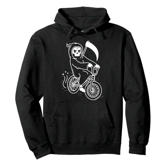 Funny Grim Reaper BMX Bike Sweater Men Pullover Hoodie Plus Size Women's Sports Hoodies Funny Women's Hoodies, Plus-Size Women's Sports Hoodies, Women's Outdoor Casual Pullovers