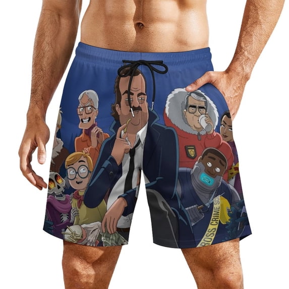 Funny Grimsburg Mens Board Shorts Summer Swim Trunks Quick Dry Beach Swimwear Bathing Suit Swim Shorts with Compression Liner And Pockets