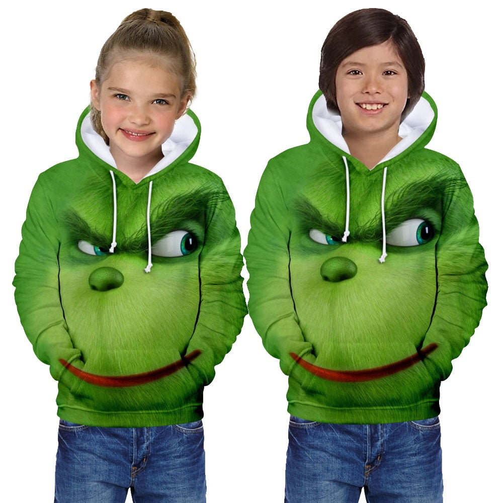 Funny Grinch Christmas Sweater For Boys and Girls Green Pattern