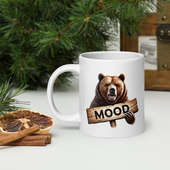 Funny Grizzly Bear Mood Coffee Mug - Coffee Cup in Size Options, Funny Gift, Bear Mug, Gift Idea, Coffee Mug.
