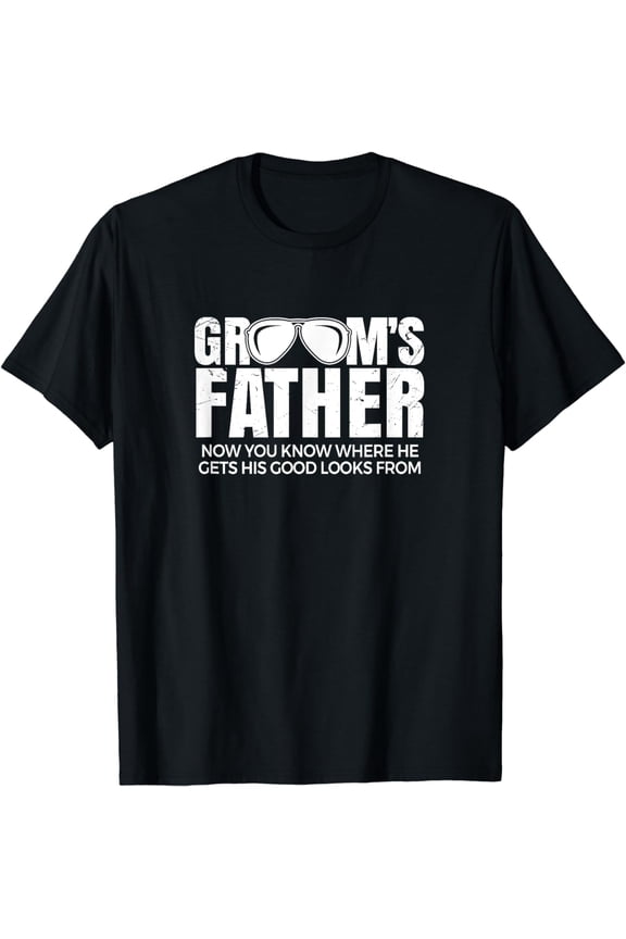 Funny Groom's Father Wedding Gift Men's T-Shirt Retro Aviator Sunglasses Graphic Tee Father of the Groom Apparel