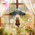 thumbnail image 1 of Funny Groundhog UFO Abduction Acrylic Suncatcher Window Hanging Home Decor Meme Lover Gift, 1 of 5