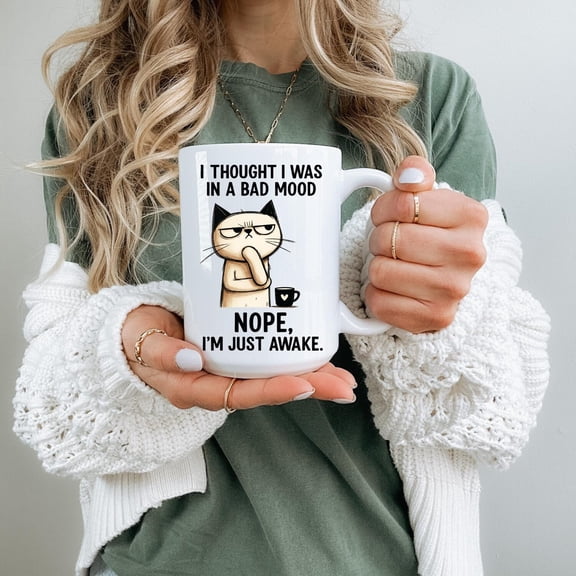 Funny Grumpy Cat Coffee Mug: Sarcastic Work Gift, Novelty Cup