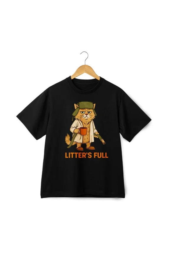 Funny Grumpy Cat Graphic T-Shirt Sarcastic Humor Tee Men Women Retro Style Litter's Full Parody Shirt Short Sleeve Cotton Top Unique Animal Lover Apparel