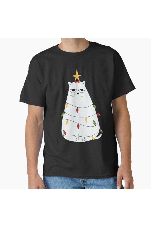 Funny Grumpy Christmas Cat Holiday Bah Humbug Pet Lover - Thoughtful Gift Idea G027 Unisex T-Shirt, Up to Size 5XL