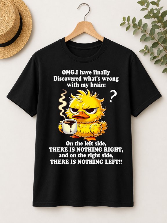 Funny Grumpy Duck Coffee T-Shirt Sarcastic Humor Graphic Unisex T-Shirt Women Crew Neck Short Sleeve Funny T Shirt Men