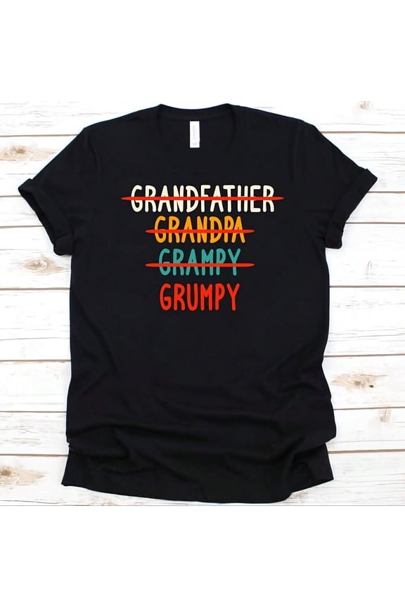 Funny Grumpy Grandpa T-Shirt Men's Short Sleeve Cotton Graphic Tee Father's Day Gift