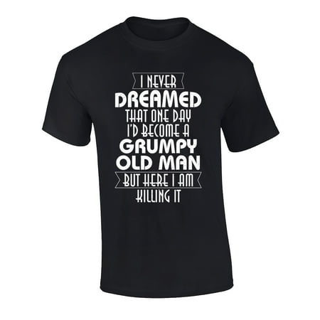 Funny Grumpy Old Man Graphic Short Sleeve T-Shirt-XL Black