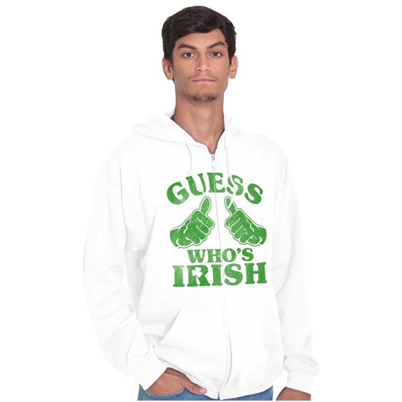 Funny Guess Who's Irish St Paddys Unisex Fleece Graphic Zip Up Hoodie Brisco Brands 5X