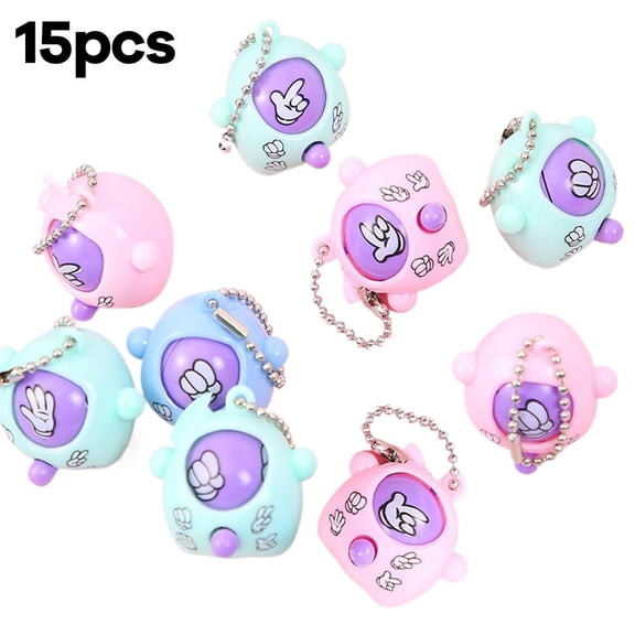 Funny Guessing Eggs Mini Keychain Rock Paper Scissors Fidget Toy Portable Stress Reliever Party Favors Random Macaron Colors with Metal Bead Chain 15 or 30 Pack