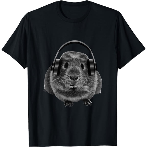 Funny Guinea Pig Graphic Tees Guinea Pig Shirt Headphones T-Shirt