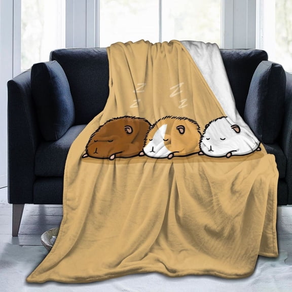 Funny Guinea Pig Potato Throw Blanket Splooting Animal Meme Art Soft Flannel Fleece Novelty Home Decor Blanket Gift 60x50
