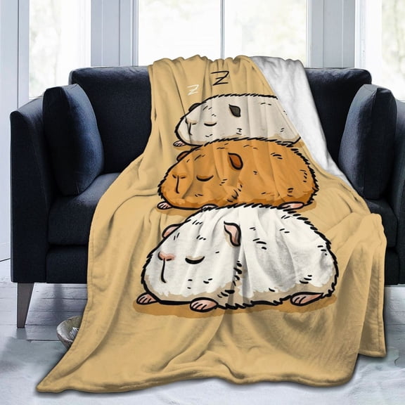 Funny Guinea Pig Potato Throw Blanket Splooting Animal Meme Art Soft Flannel Fleece Novelty Home Decor Blanket Gift 80x60