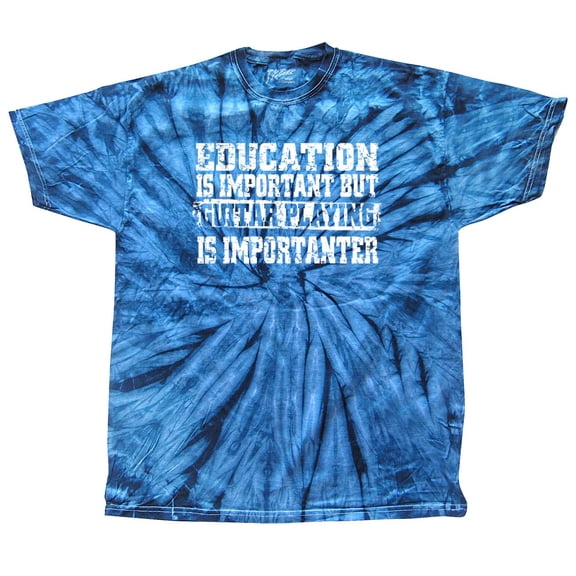 Funny Guitar T-shirt Education is Important but Guitar Playing is Importanter Musician Band Rock Heavymetal 80's Bass Player-Navytiedye-XXL