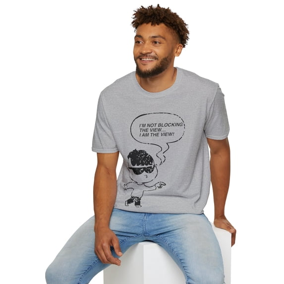 Funny Guy in Sunglasses Blocking View Graphic Novelty Tees