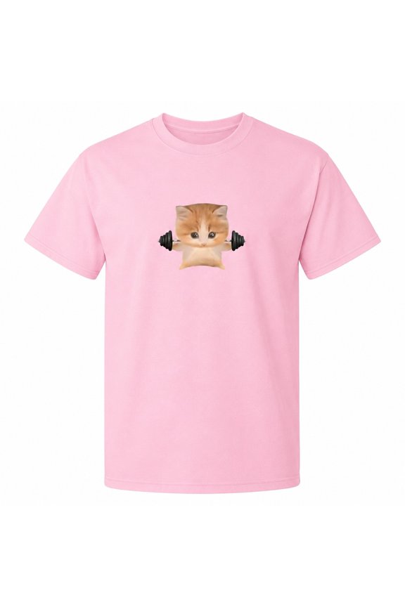 Funny Gym Cat Graphic T-Shirt, Unisex Classic Fit Workout Meme Tee