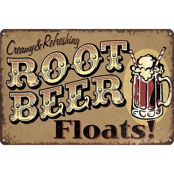 Funny Gym Decor Vintage Metal Signs Root Beer Floats Retro Tin Sign for Workout Room Decor Home Gym Decor Motivational Wall Art 12x8 Inch
