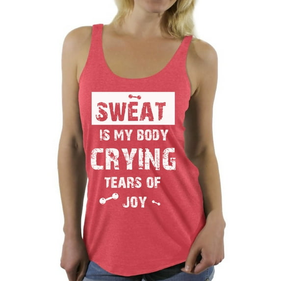 Funny Gym Racerback for Women Sweat is My Body White Ladies Tank Top Workout Theme Bodybuilding Motivation Tee Tops Women's Gym Clothing Ladies Racerback Tanks