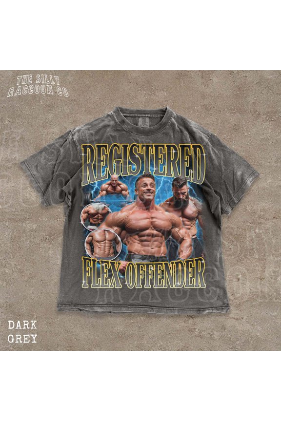 Funny Gym Shirt, Registered Flex Offender DARK HEATHER Unisex S-5XL Hot Trending Shirt, Vintage Birthday Gift