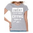 thumbnail image 1 of Funny Gym Shirts for Women Sweat is My Body White Ladies Tee Shirt Workout Theme Women's Gym Clothing Ladies T-Shirt Bodybuilding Motivation T Shirts, 1 of 4