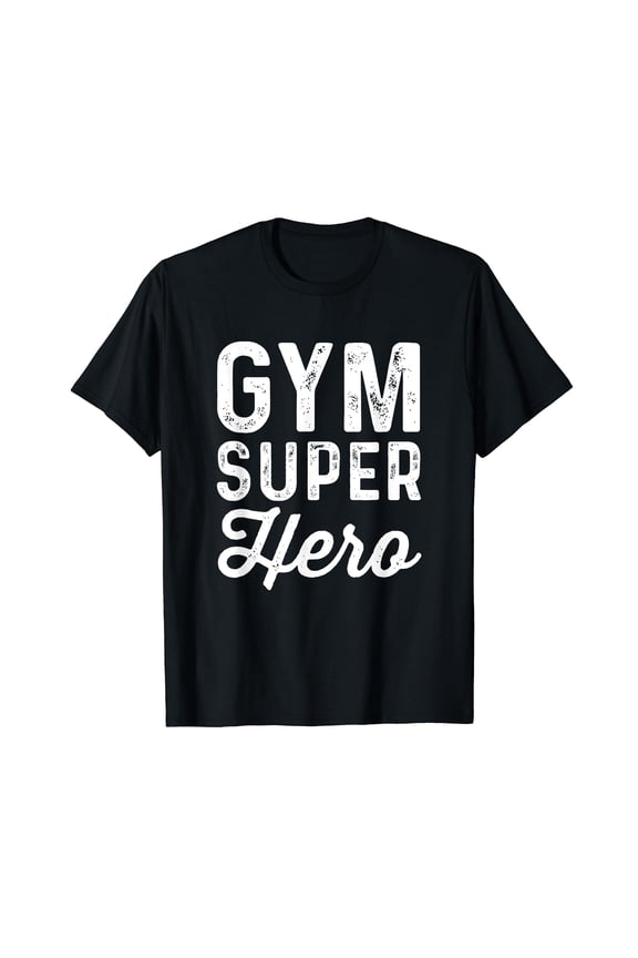 Funny Gym Superhero T-Shirt for Fitness Enthusiasts - Bold 'GYM SUPER HERO' Design