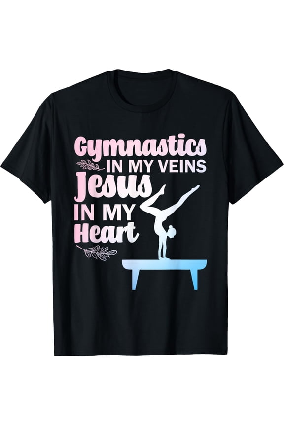Funny Gymnastics Design For Men Women Gymnast Jesus Lovers T-ShirtMen and women, Black T-shirt, size: Extra large S-4XL