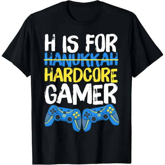Funny H Is For Hardcore Gamer Gaming Controller Hanukkah PJS T-Shirt