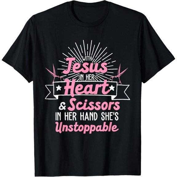 Funny Hairdresser Designs Girls Women Christian Hairstylists T-Shirt