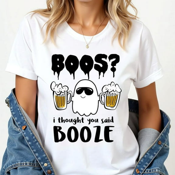 Funny Halloween Booze Shirt – Ghost Beer T-Shirt for Dad Grandpa – Booze Not Boos T-Shirt – Spooky Drinking Halloween Gift