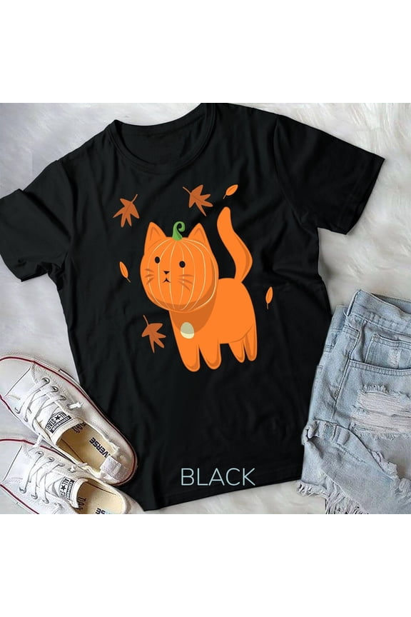 Funny Halloween Cat Shirt Cat Pumpkin Jack-O-Lantern Gift T-Shirt Unisex T-shirt