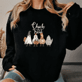 thumbnail image 1 of Funny Halloween Chicken Graphic Tees Chick or Treat Sweatshirts Ghost Chicken Lovers Long Sleeve Tops Casual Pullover Cotton Shirts for Daily Outfits Black,S, 1 of 6