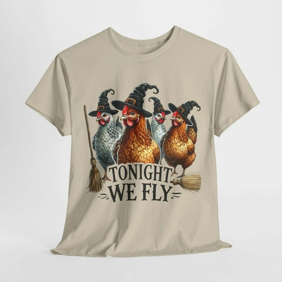 Funny Halloween Chickens Tee, Witch Hat Chicken Shirt, Tonight We Fly T-Shirt