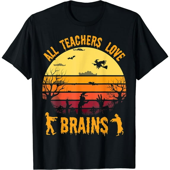 Funny Halloween Costume Teacher Love Brains Zombie T-Shirt