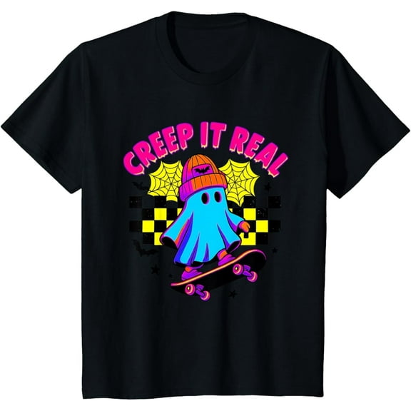 Funny Halloween Creep It Real Ghost Boy Girls Kids T-Shirt