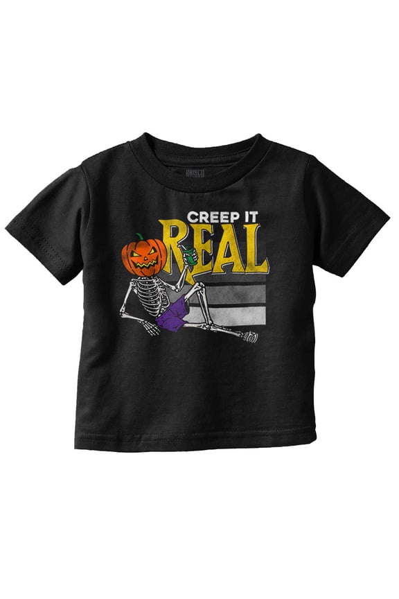 Funny Halloween Creep It Real Joke Toddler Boy Girl T Shirt Infant Toddler Brisco Brands 2T