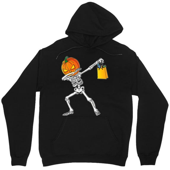 Funny Halloween Dabbing Skeleton Pumpkin Graphic For All Ages Kids Creepy Costume M7595 Unisex Hoodie, Up to Size 5XL