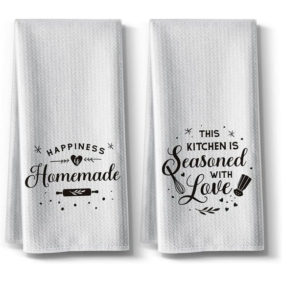 Funny Halloween Decor Handmade Dish Cloths&Towels for Kitchen,Flour Sack Hand Rag,Farmhouse Décor 18"x26",Seasoned Absorbent Drying,Gifts for Housewarming Christmas,2 Pack -White