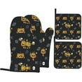thumbnail image 1 of Funny Halloween Decor Witch Print Oven Mitts and Pot Holders Sets 4 Piece Set Kitchen Women Men Cooking Baking Microwave Heat Resistant, 1 of 6