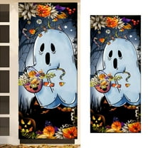 Funny Halloween Door Decal, Removable Skeleton Door Cover for Indoor Home, Spooky Party Wall Window Decorations