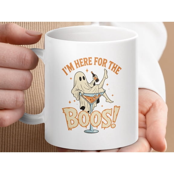 Funny Halloween Ghost Mug: I'm Here For The Boos - Spooky Season Cup