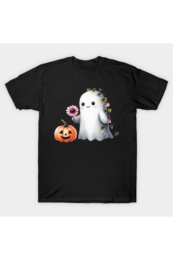 Funny Halloween Ghost Retro Paranormal Spirit Boo Simple Minimalist Art - Machine Washable G5601 T-Shirt, for men and women, Up to Size 5XL