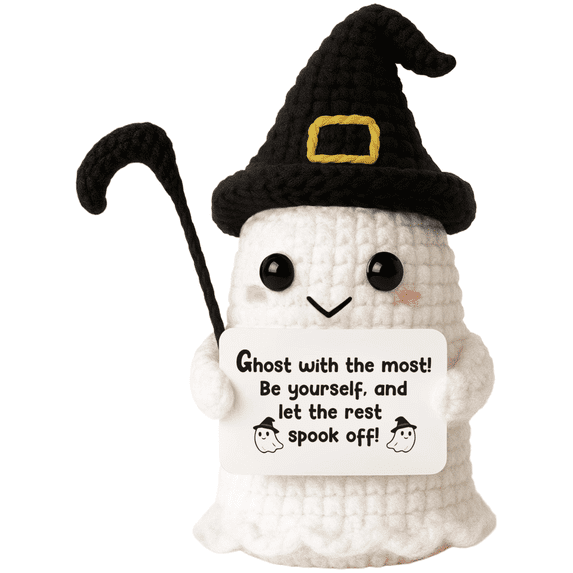 Funny Halloween Gifts for Friends - Emotional Support Crochet with Card - Best Friend Birthday Gifts for Women Friendship Friends BFF Besties, Birthday Gift for Friend, Crochet Positive Animals_1pc