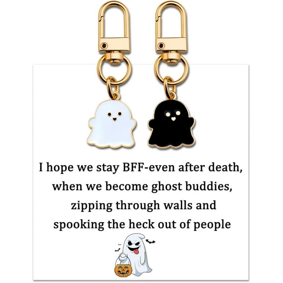 Funny Halloween Gifts Ghost Keychain Halloween Themed Gifts for Friends BFF Bestie Spooky Ghost Gift for Women Adults Cute Stocking Stuffers for Girls Teens Boo Basket Gift for Her with Card