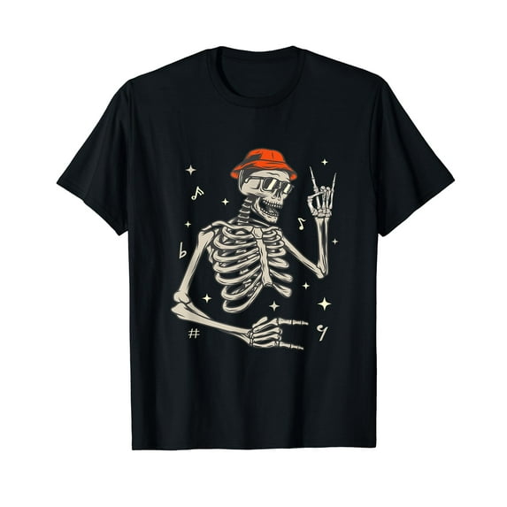 Funny Halloween Gifts Rocker Skeleton Hand Rock On Costume T-Shirt