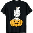 thumbnail image 1 of Funny Halloween Graphic Tee, Grumpy Pumpkin Shirt with Bird Design, Comfort Fit Tops，Causal，cotton，black，S-5XL, 1 of 5